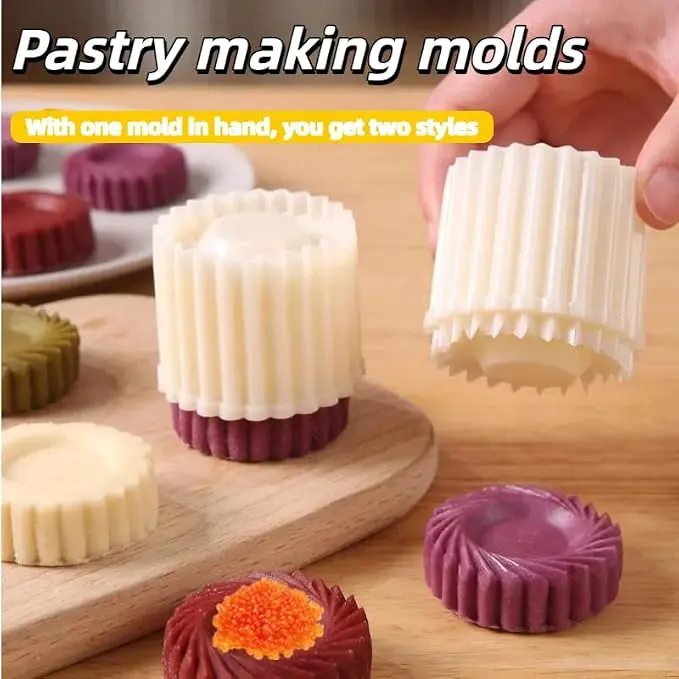 Sunflower-Patterned Round Hand-Press Mooncake Mold, French-Style Lace Pastry Mold