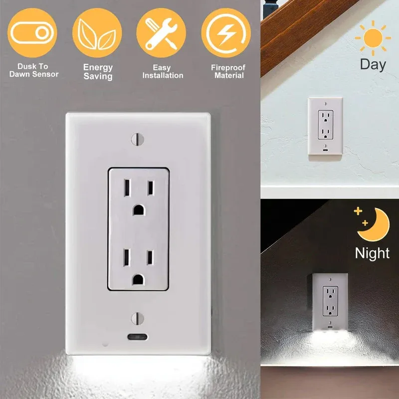 Outlet Cover with Integrated LED Night Light