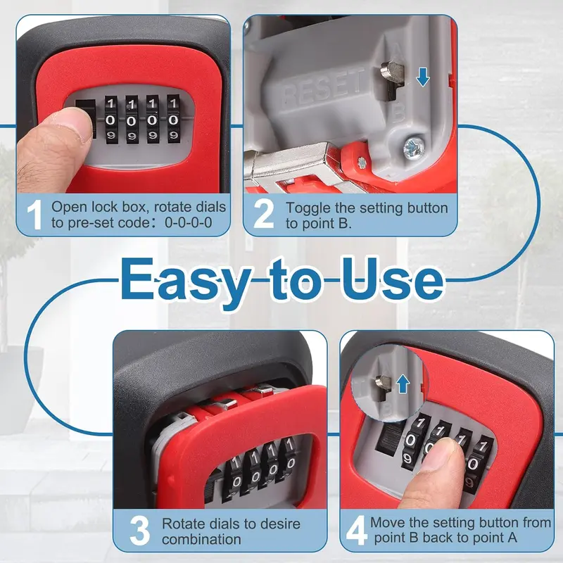 Stop Hiding Spare Keys. Give Them a Code Instead Wall Mount Key Lock Box - 4 Digit Combination Lockbox for Keys Safe Security Storage Resettable Code Lockbox for Outdoor Home Office Garage