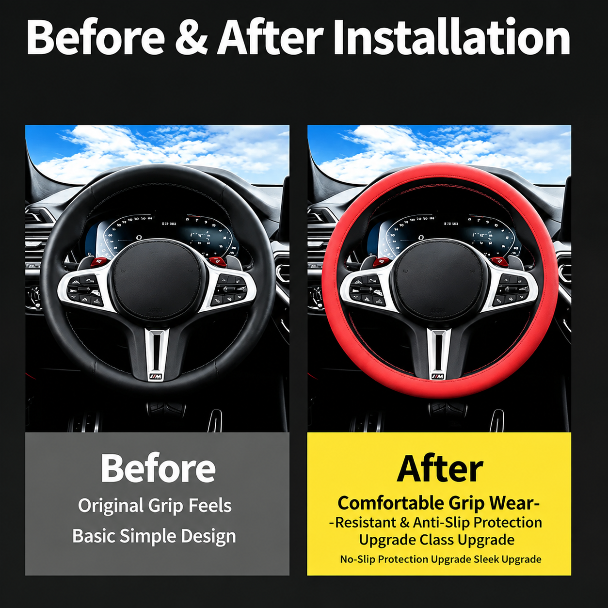 Universal Silicone Steering Wheel Cover, Non-Slip Soft Grip All Season Car Steering Wheel Protector