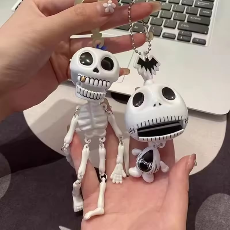 Funny Pull String Skull for Car Key Rings Purse Handbag Backpack Gifts