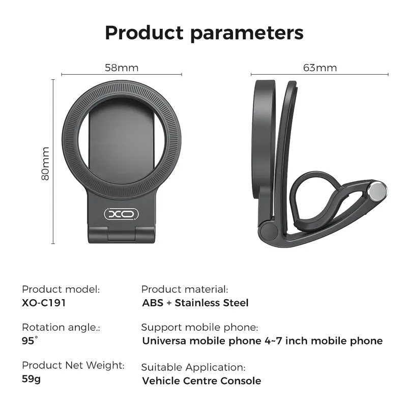 Strong Magnet Magnetic Cellphone Car Mount - Hands-Free Phone Holder, 95° Adjustable Car Interior Accessories