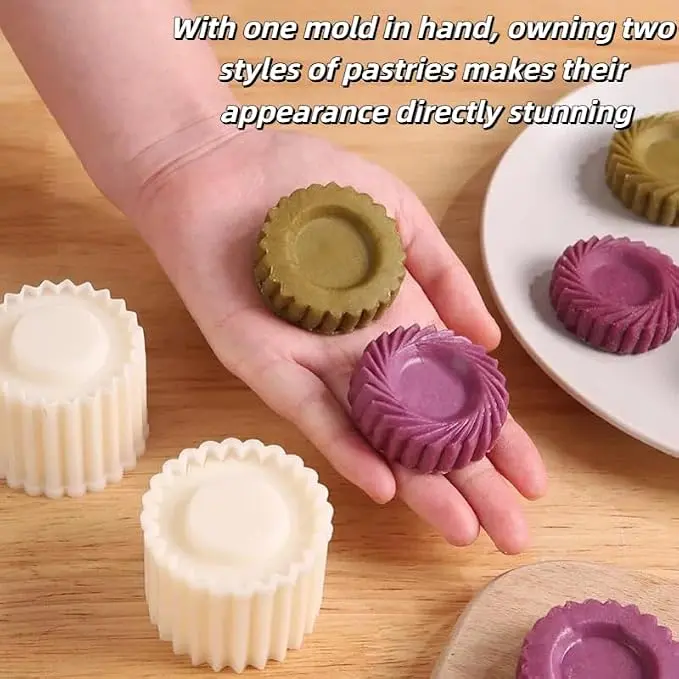 Sunflower-Patterned Round Hand-Press Mooncake Mold, French-Style Lace Pastry Mold