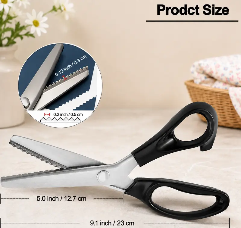 Stainless Steel Zig Zag Pinking Shears with Serrated Teeth 