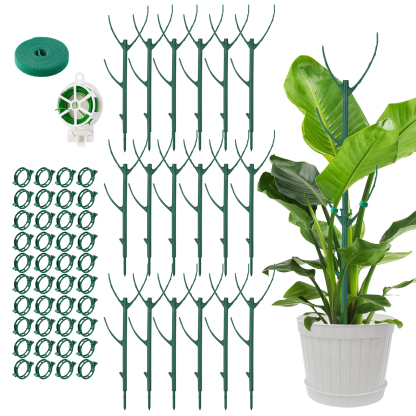urorentea 18 Pack Stackable Monstera Plant Support, Adjustable Plant Stakes for Indoor Outdoor Climbing Plants, Garden Moss Pole Alternative for Potted Plants, with Ties & Clips