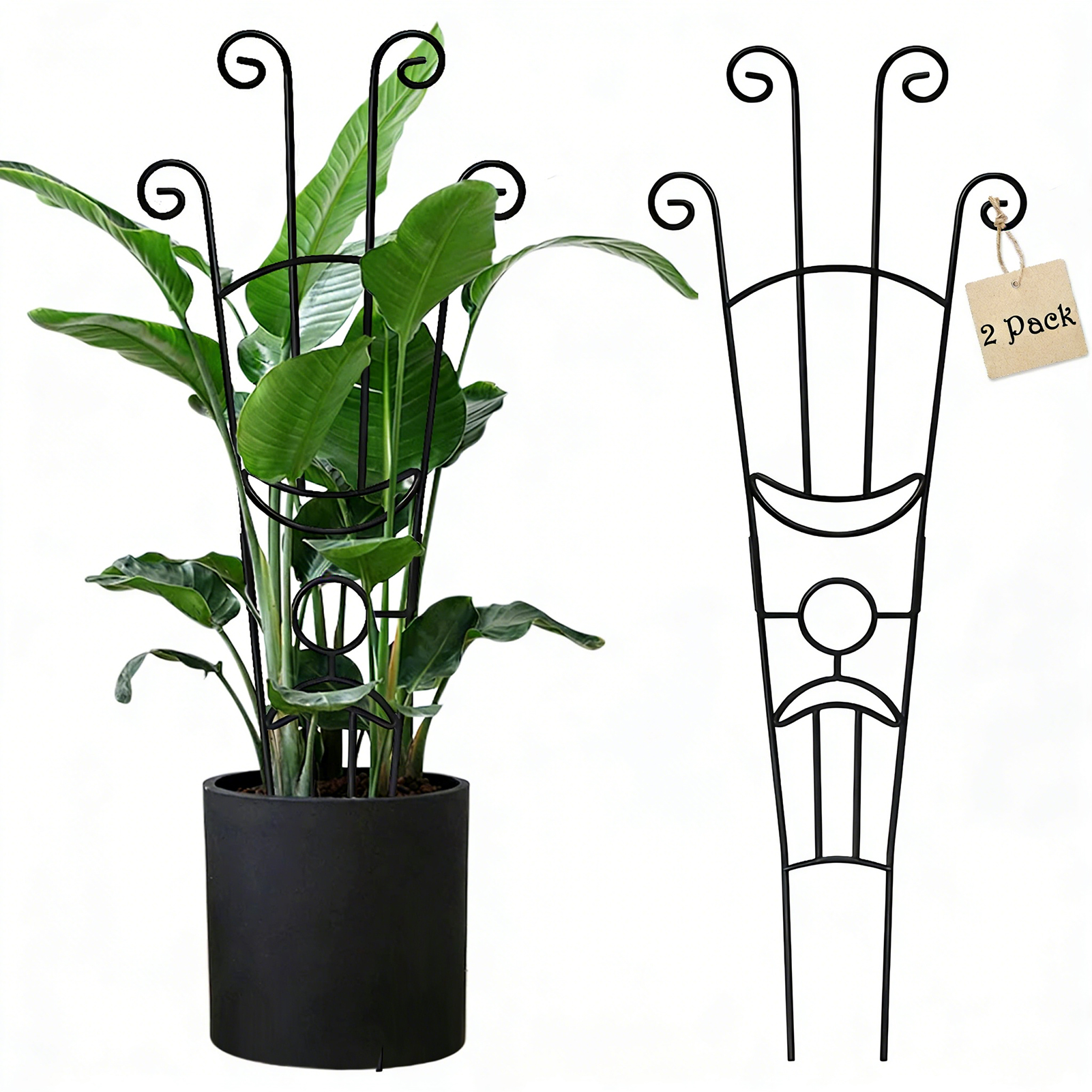 urorentea 2 Pack Metal Plant Trellis for Climbing Plants, 32.6" Stackable & Expandable Garden Trellis for Potted Plants, Sturdy Houseplant Support for Ivy, Vines and Roses