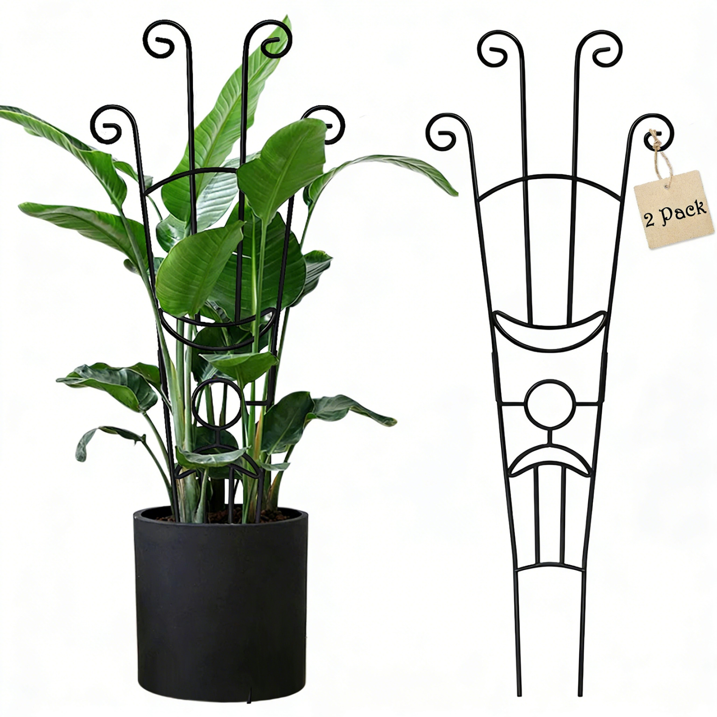urorentea 2 Pack Metal Plant Trellis for Climbing Plants, 32.6" Stackable & Expandable Garden Trellis for Potted Plants, Sturdy Houseplant Support for Ivy, Vines and Roses