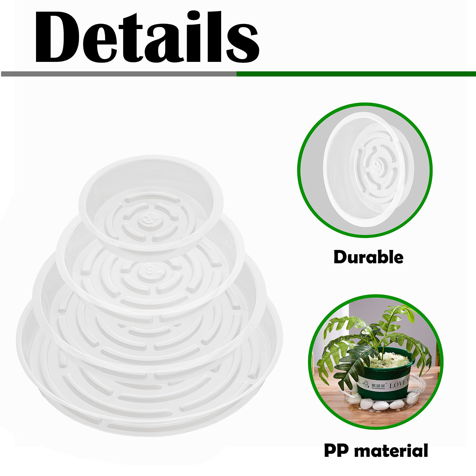 urorentea 24Pcs Clear Plant Saucer, 6 8 10 12inch Round Plant Pot Saucers, Plastic Plant Drip Trays, Flower Pot Saucers for Indoor Outdoor Garden Plants