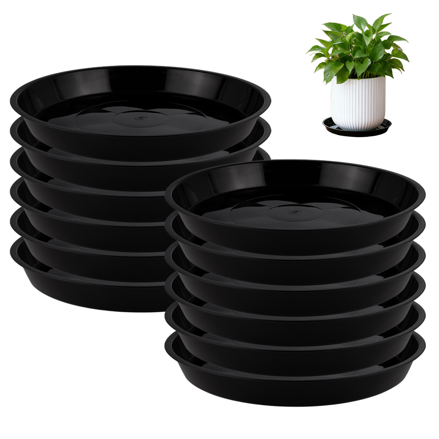 urorentea 12 Pack Plastic Plant Saucers, 12 inch Durable Plant Pot Trays, Plastic Flower Plant Pot Saucers Drip Tray for Indoors Outdoors