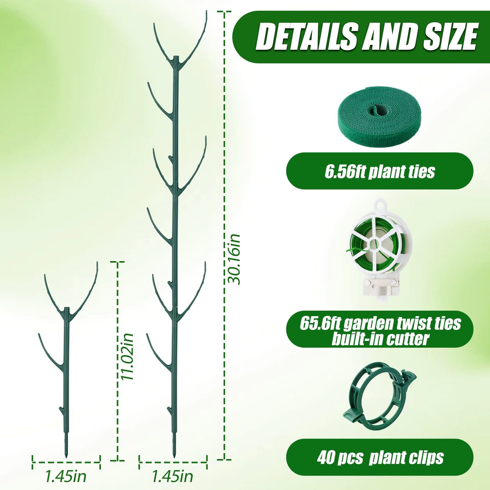 urorentea 18 Pack Stackable Monstera Plant Support, Adjustable Plant Stakes for Indoor Outdoor Climbing Plants, Garden Moss Pole Alternative for Potted Plants, with Ties & Clips