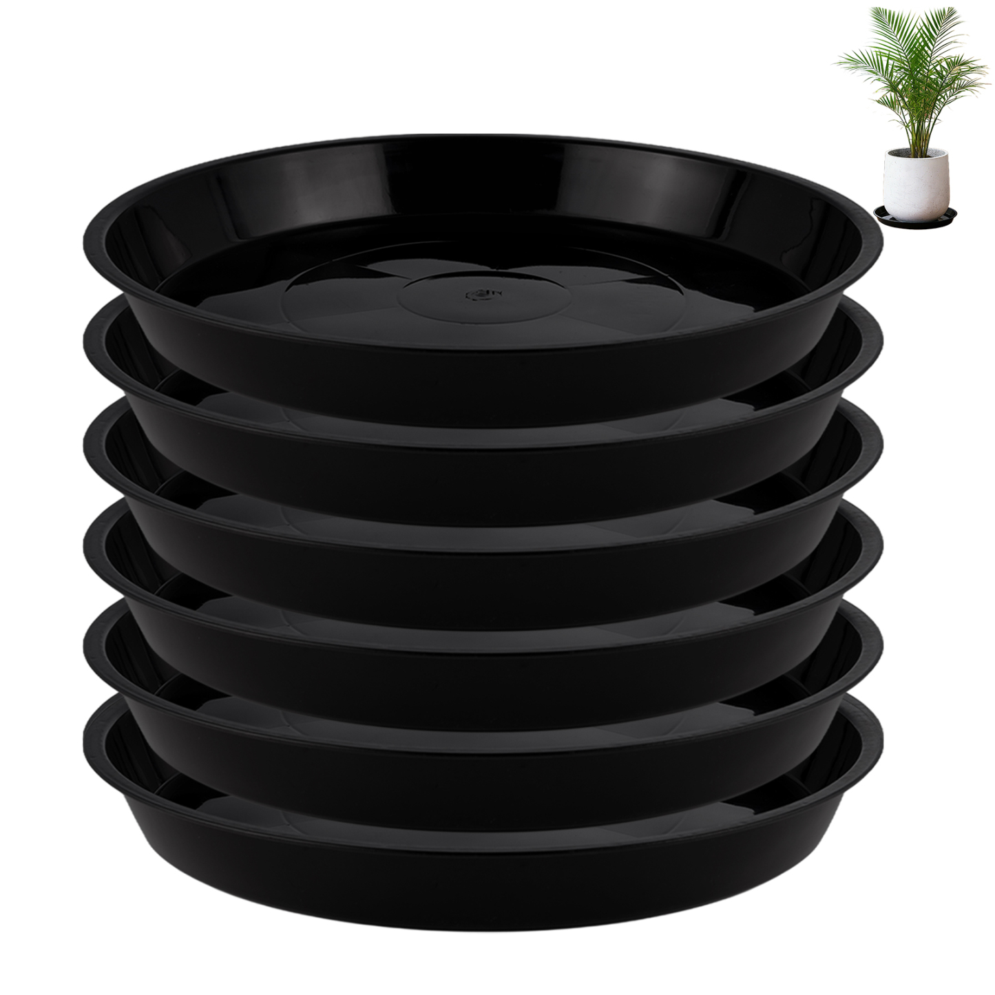 urorentea 6 Pack 18 inch Plastic Plant Saucers, Durable Plant Pot Trays to Catch Water, Large Flower Plant Pot Saucers Drip Tray for Indoors Outdoors