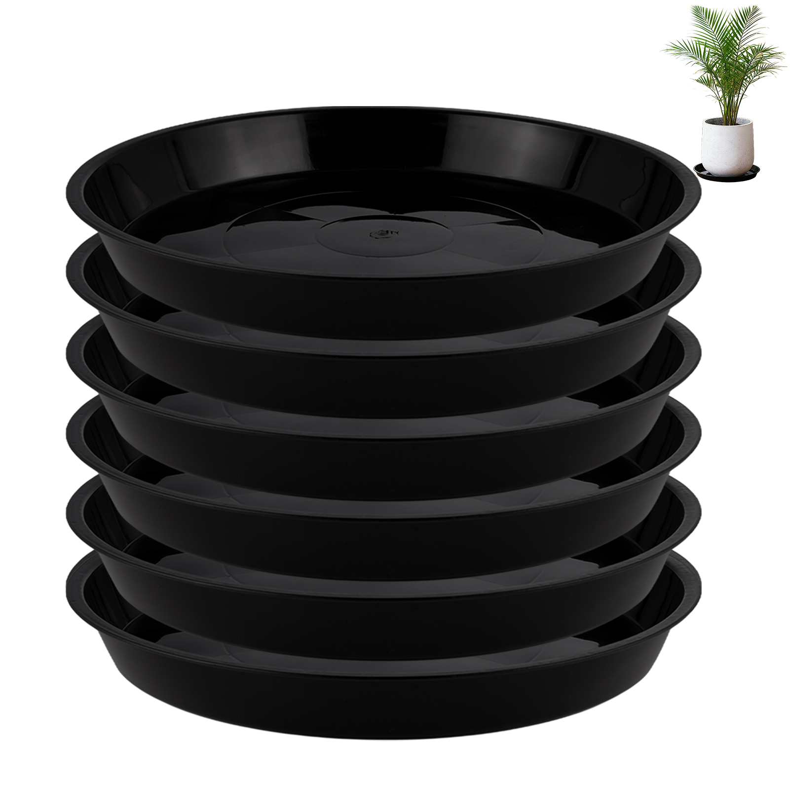 urorentea 6 Pack 18 inch Plastic Plant Saucers, Durable Plant Pot Trays to Catch Water, Large Flower Plant Pot Saucers Drip Tray for Indoors Outdoors