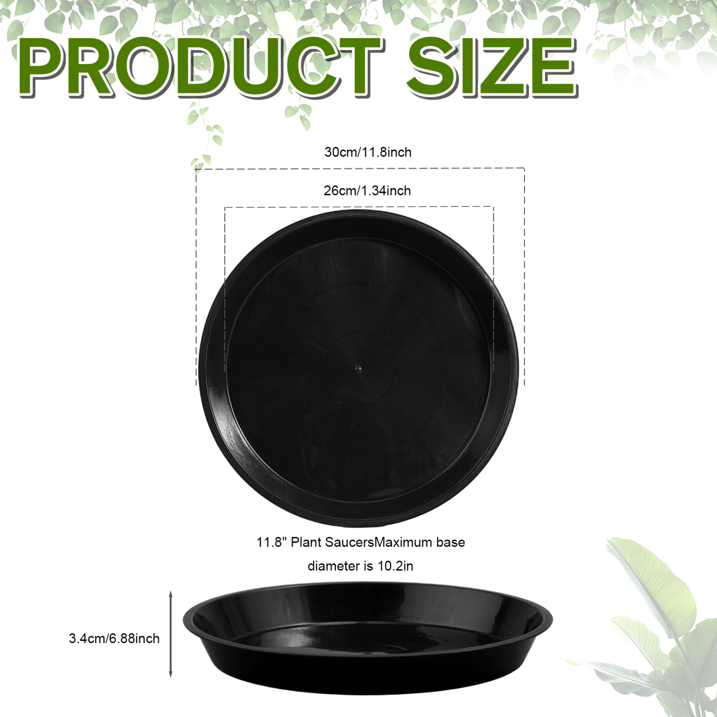 urorentea 12 Pack Plastic Plant Saucers, 12 inch Durable Plant Pot Trays, Plastic Flower Plant Pot Saucers Drip Tray for Indoors Outdoors