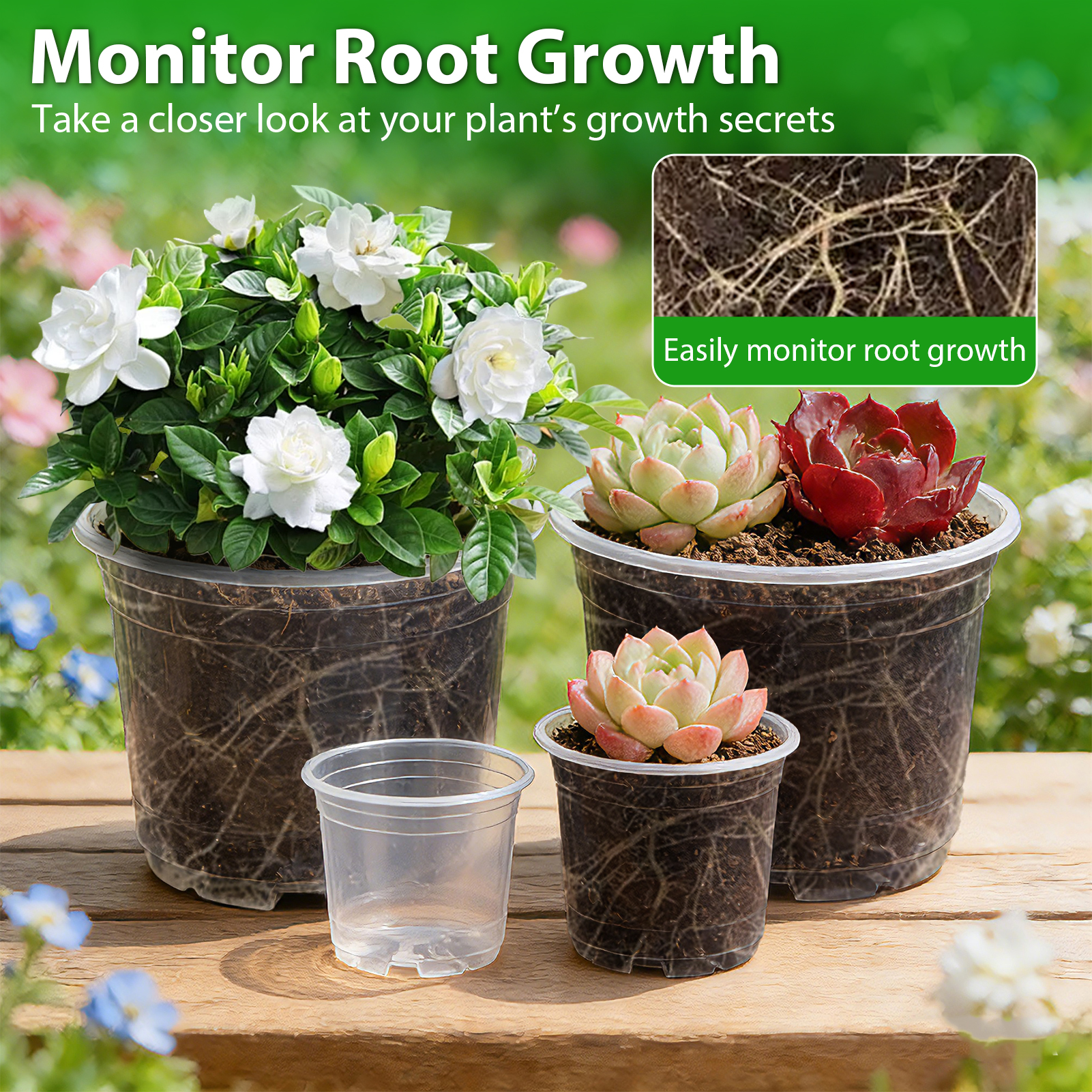 urorentea 36 Pack 3.5/4/5/6 inch Clear Nursery Pot, Plastic Plant Pots with Drainage Holes, Transparent Variety Pack Seed Starting Pots for Indoor Outdoor Plants with 36 Plant Labels