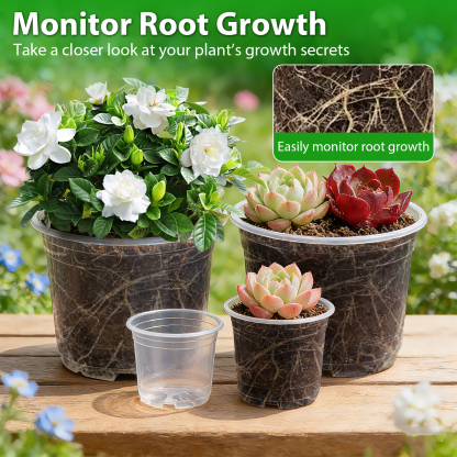 urorentea 36 Pack 3.5/4/5/6 inch Clear Nursery Pot, Plastic Plant Pots with Drainage Holes, Transparent Variety Pack Seed Starting Pots for Indoor Outdoor Plants with 36 Plant Labels