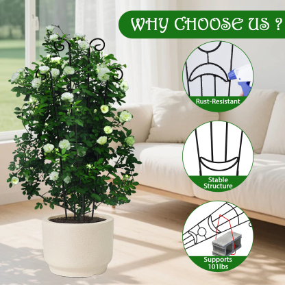 urorentea 2 Pack Metal Plant Trellis for Climbing Plants, 32.6" Stackable & Expandable Garden Trellis for Potted Plants, Sturdy Houseplant Support for Ivy, Vines and Roses