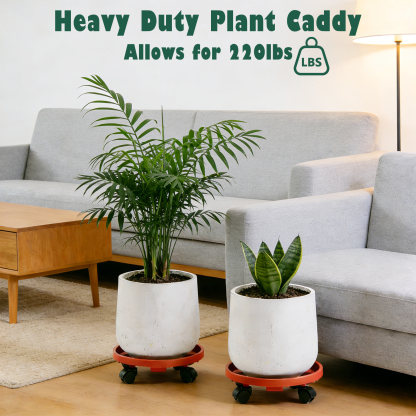 urorentea 4 Pack 16 inch Heavy duty Plant Caddy with Wheels, Large Planter Saucer Tray with Rollers, Round Flower Pot with Casters, Plastic Plant Tray on Wheels for Indoor Outdoor