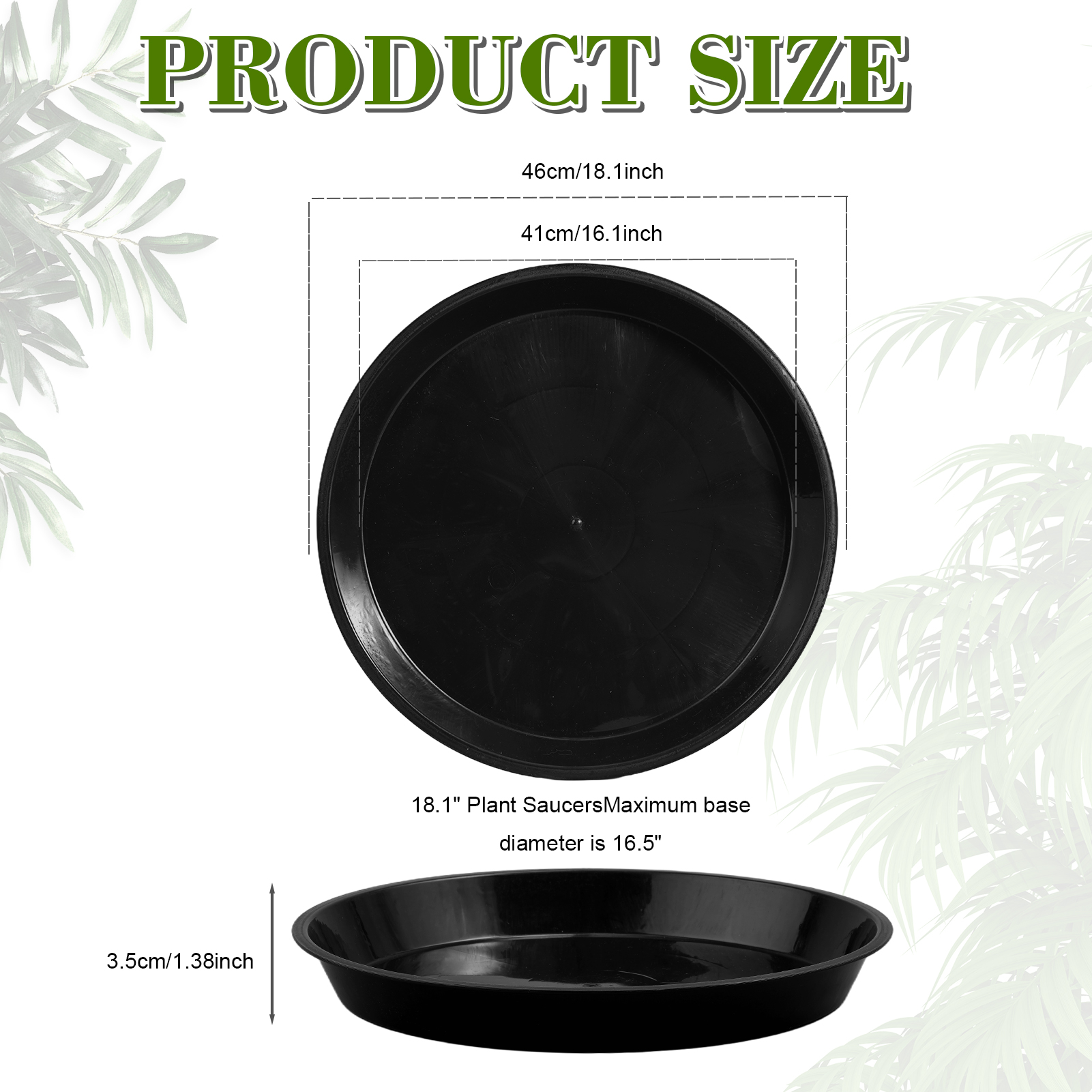 urorentea 6 Pack 18 inch Plastic Plant Saucers, Durable Plant Pot Trays to Catch Water, Large Flower Plant Pot Saucers Drip Tray for Indoors Outdoors