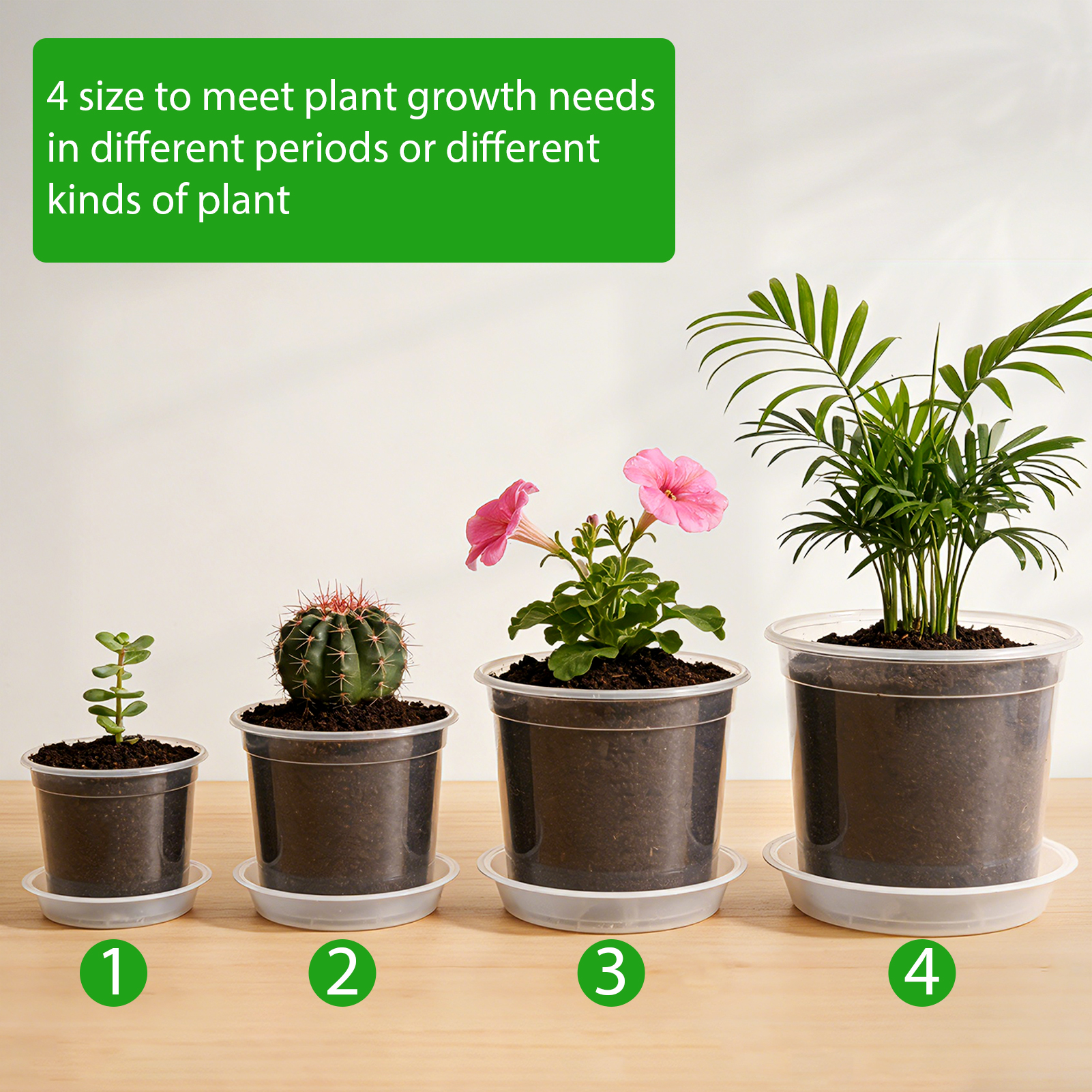 urorentea 36Pack 3.5/4/5/6 inch Clear Nursery Pot with Saucers, Plastic Seedling Pots with Drainage Hole, Transparent Plant Pot for Seed Starting, Transplanting with 36 Pcs Plant Labels