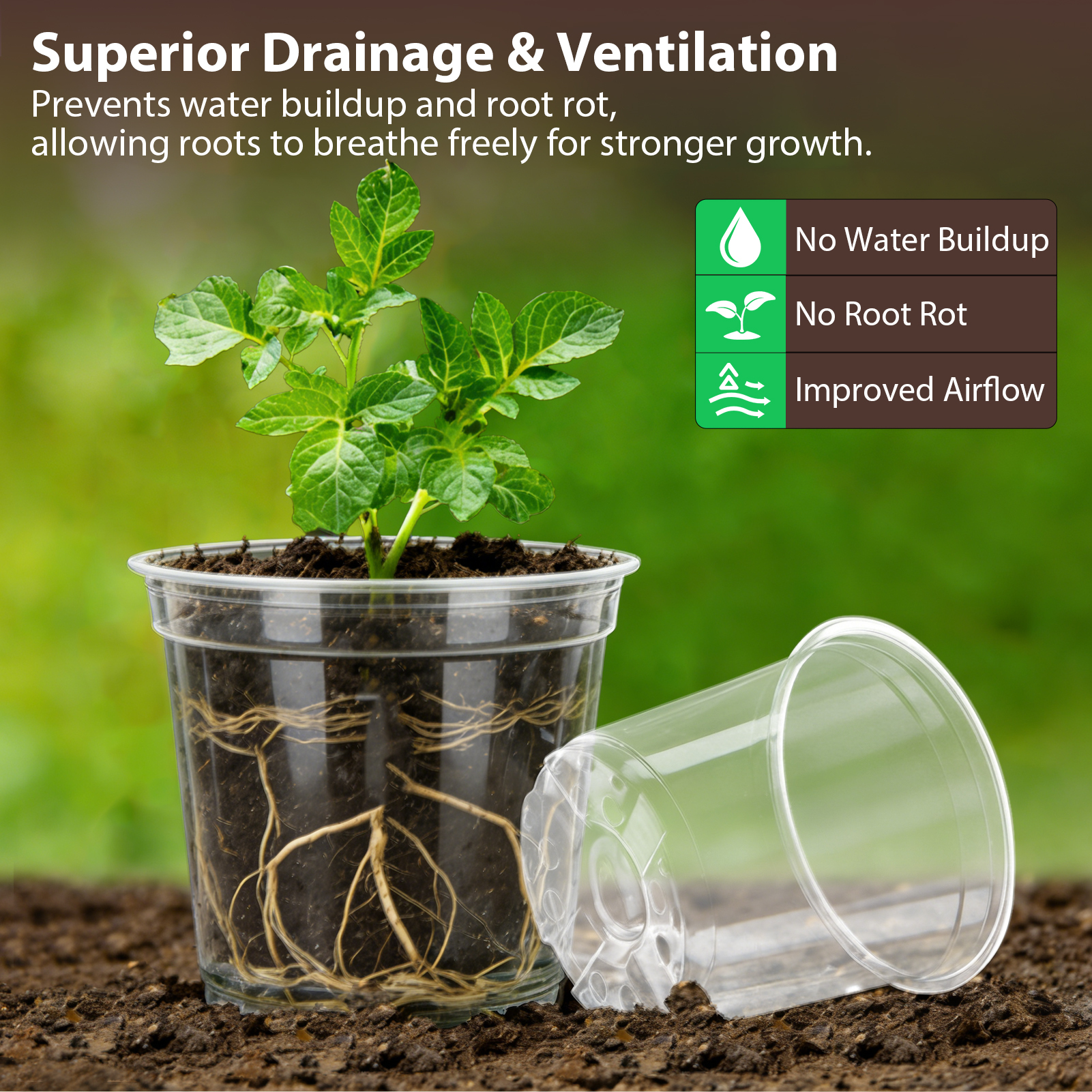 urorentea 36 Pack 3.5/4/5/6 inch Clear Nursery Pot, Plastic Plant Pots with Drainage Holes, Transparent Variety Pack Seed Starting Pots for Indoor Outdoor Plants with 36 Plant Labels