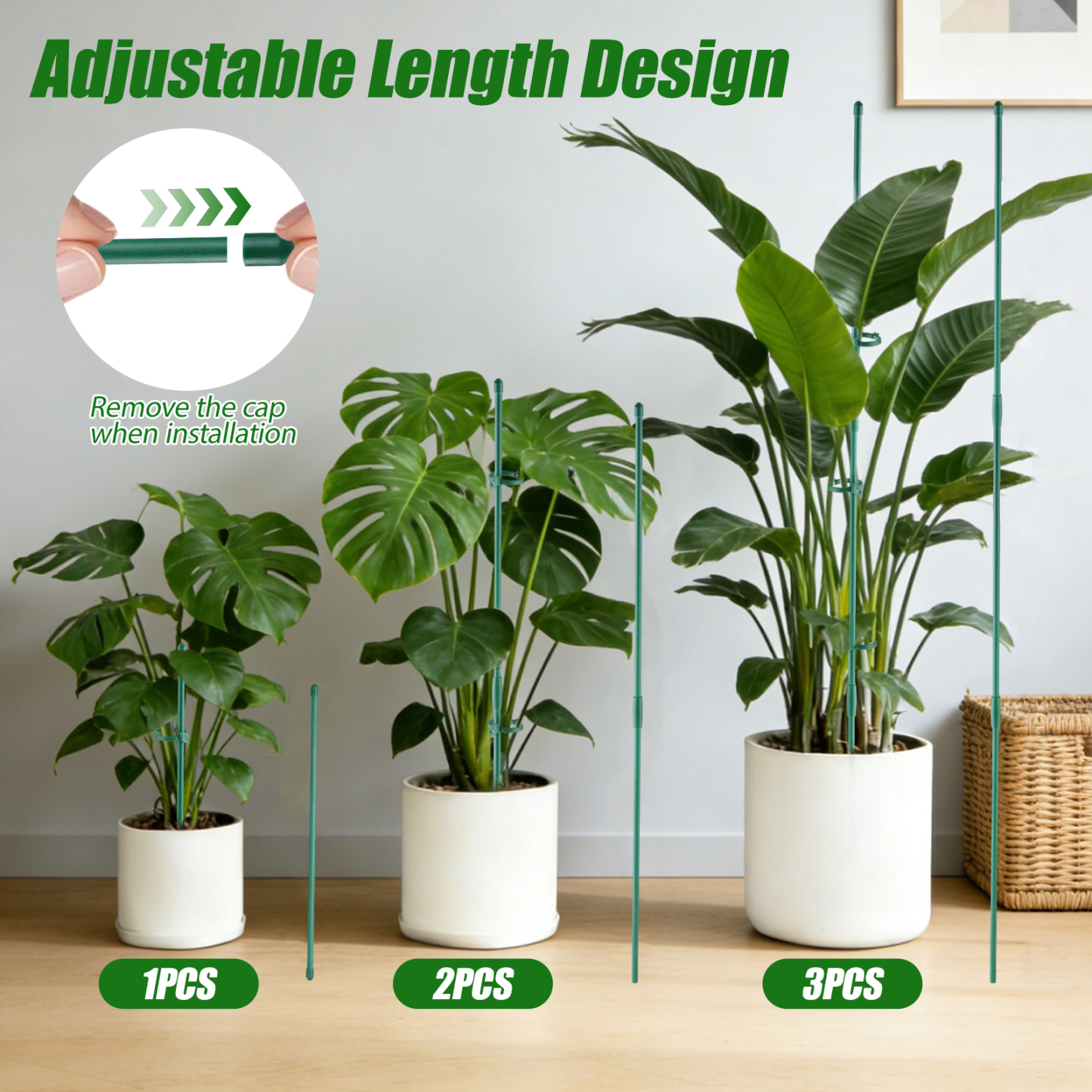 urorentea 30 Pack Plant Support Stakes, 17" Height Adjustable Garden Stakes Kit with Clips, Connectors & Ties, Durable Plant Support Kit for Indoor/Outdoor Orchid, Tomato, Flowers