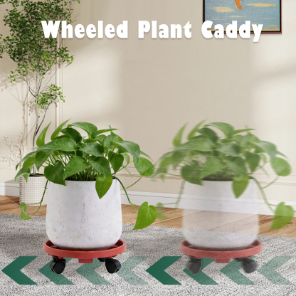 urorentea 4 Pack 16 inch Heavy duty Plant Caddy with Wheels, Large Planter Saucer Tray with Rollers, Round Flower Pot with Casters, Plastic Plant Tray on Wheels for Indoor Outdoor