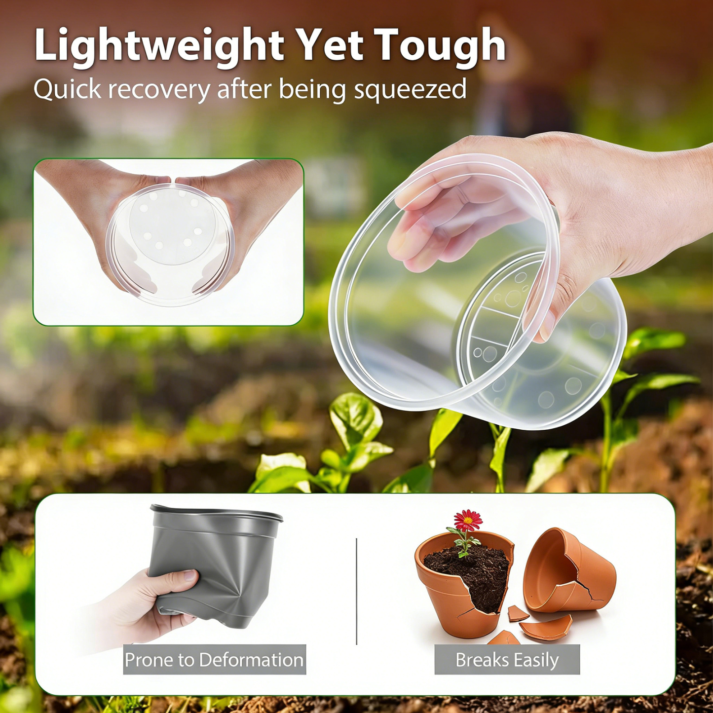 urorentea 36 Pack 3.5/4/5/6 inch Clear Nursery Pot, Plastic Plant Pots with Drainage Holes, Transparent Variety Pack Seed Starting Pots for Indoor Outdoor Plants with 36 Plant Labels