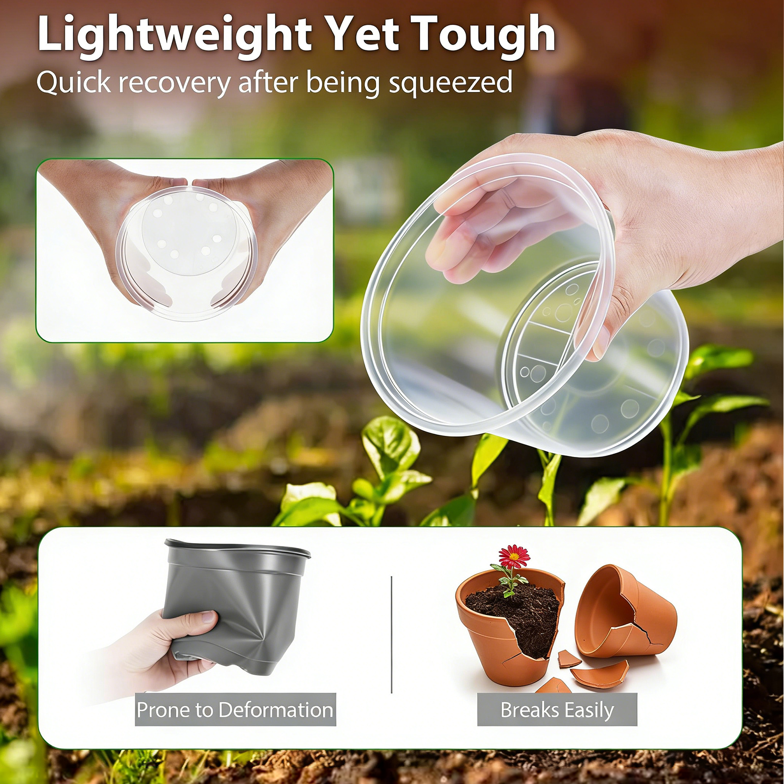urorentea 36 Pack 3.5/4/5 inch Clear Nursery Pot, Plastic Plant Pots with Drainage Holes, Transparent Variety Pack Seed Starting Pots for Indoor Outdoor Plants with 36 Plant Labels