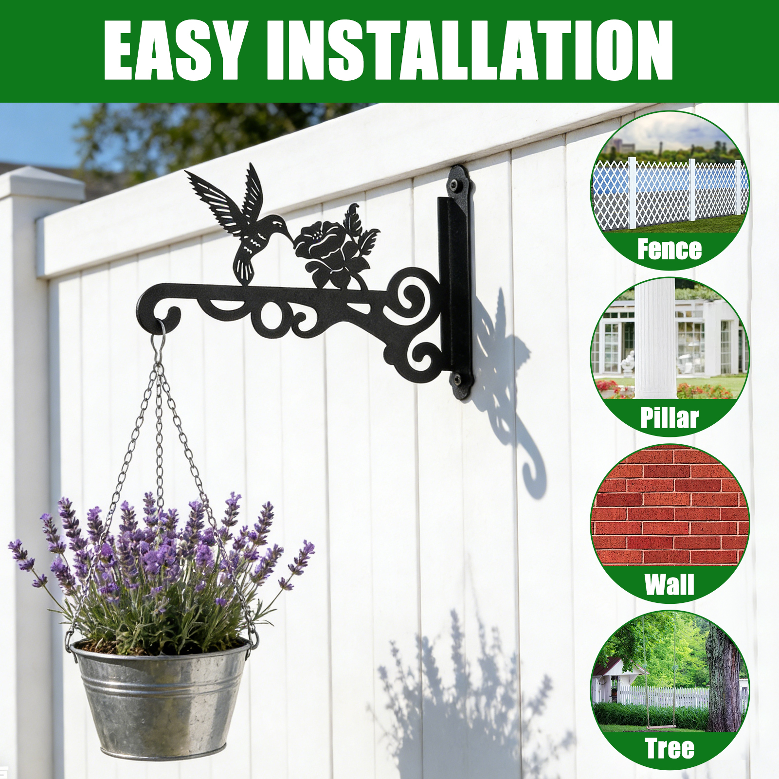 urorentea 4 Pack Hanging Plant Brackets, 10 inch Wall Hooks Metal Plant Hangers for Indoor & Outdoor, Heavy Duty Plant Hooks for Hanging Plants, Bird Feeder, Wind Chime, Lantern