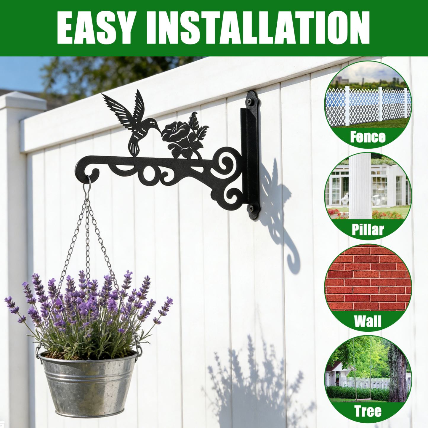 urorentea 4 Pack Hanging Plant Brackets, 10 inch Wall Hooks Metal Plant Hangers for Indoor & Outdoor, Heavy Duty Plant Hooks for Hanging Plants, Bird Feeder, Wind Chime, Lantern