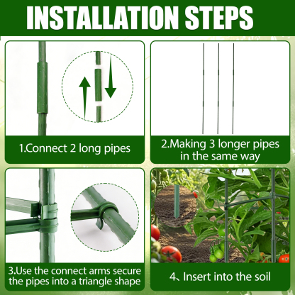 urorentea 6 Pack Tomato Cages for Garden, Heavy Duty Adjustable Tall Up to 48In Metal Plant Support for Raised Garden Bed Outdoor Climbing Plants Vegetables Flowers, Upgraded Connector