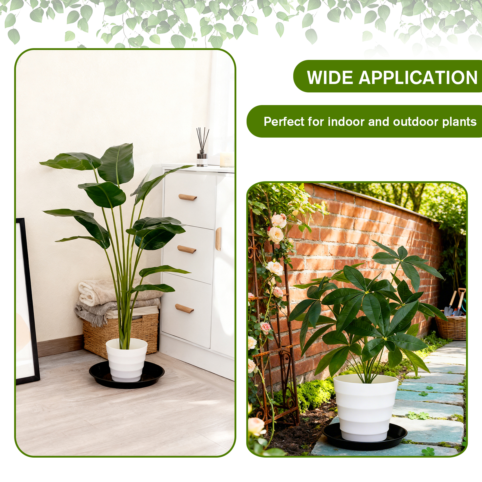 urorentea 12 Pack Plastic Plant Saucers, 12 inch Durable Plant Pot Trays, Plastic Flower Plant Pot Saucers Drip Tray for Indoors Outdoors