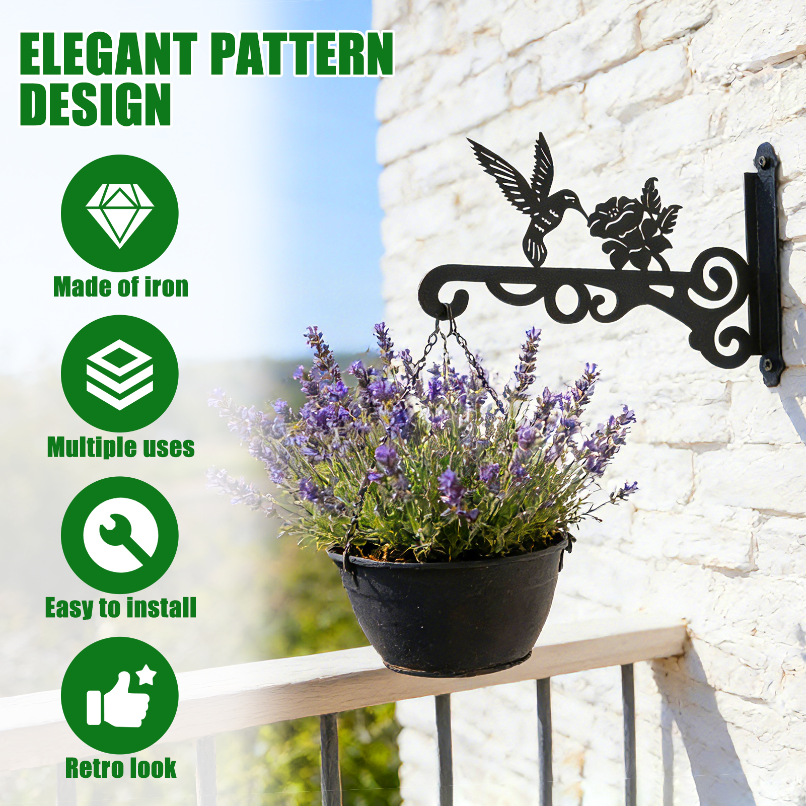 urorentea 4 Pack Hanging Plant Brackets, 10 inch Wall Hooks Metal Plant Hangers for Indoor & Outdoor, Heavy Duty Plant Hooks for Hanging Plants, Bird Feeder, Wind Chime, Lantern