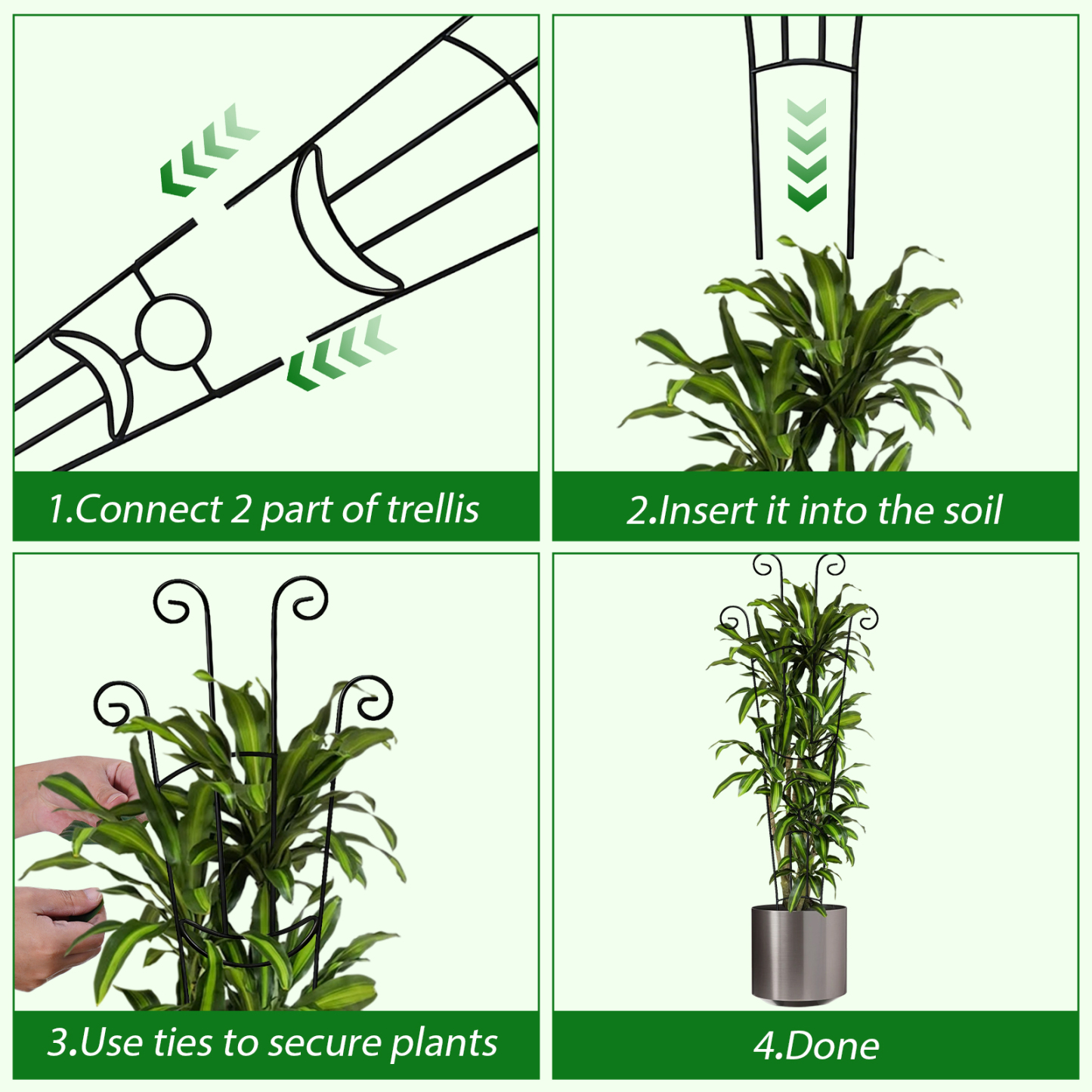 urorentea 2 Pack Metal Plant Trellis for Climbing Plants, 32.6" Stackable & Expandable Garden Trellis for Potted Plants, Sturdy Houseplant Support for Ivy, Vines and Roses