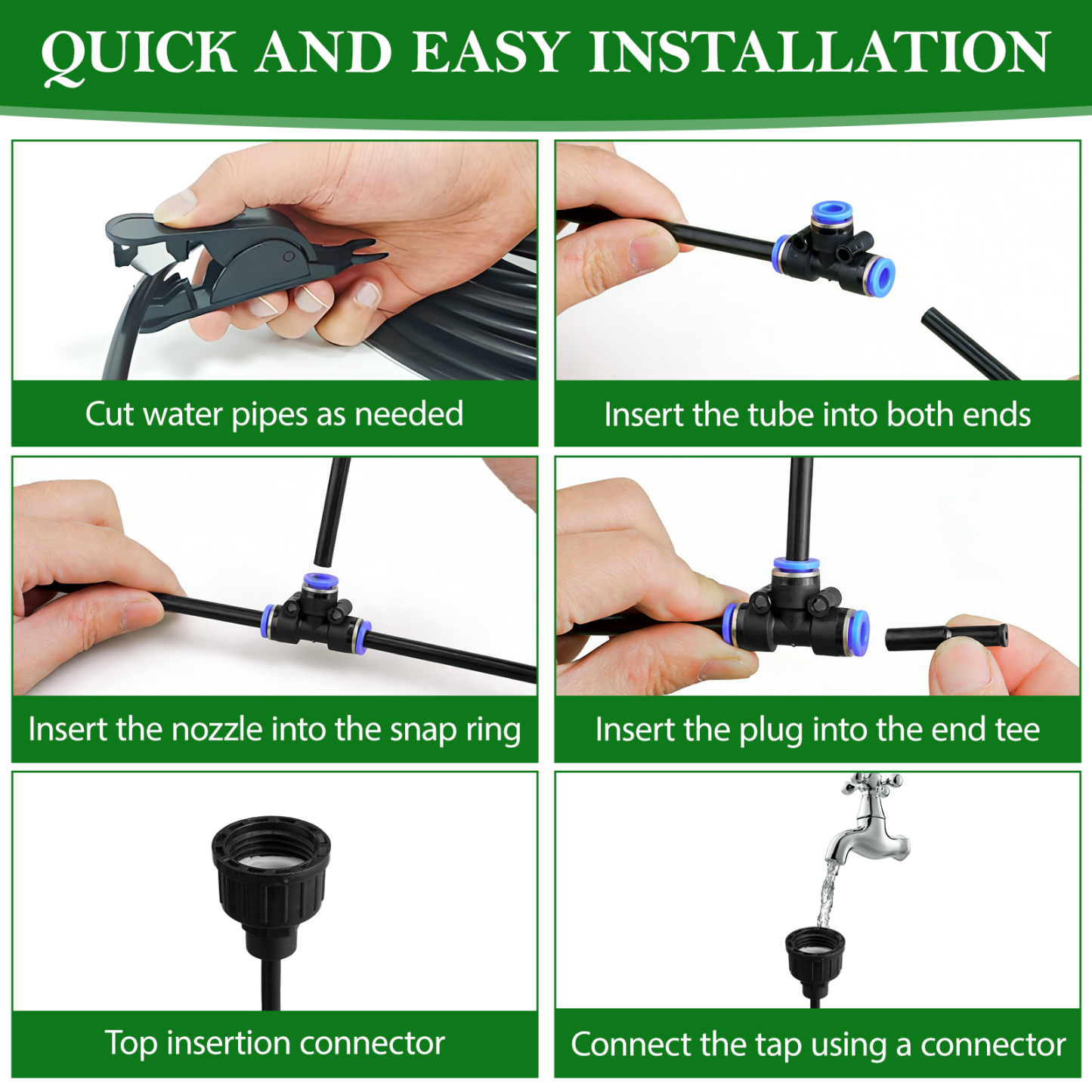 urorentea 360° Adjustable Drip Irrigation System, 49FT 1/4" Drip Irrigation Hose, Garden Watering Atomizing System with 16 Bendable Copper Nozzles for Lawn Courtyard, Greenhouse