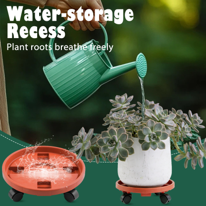urorentea 4 Pack 16 inch Heavy duty Plant Caddy with Wheels, Large Planter Saucer Tray with Rollers, Round Flower Pot with Casters, Plastic Plant Tray on Wheels for Indoor Outdoor