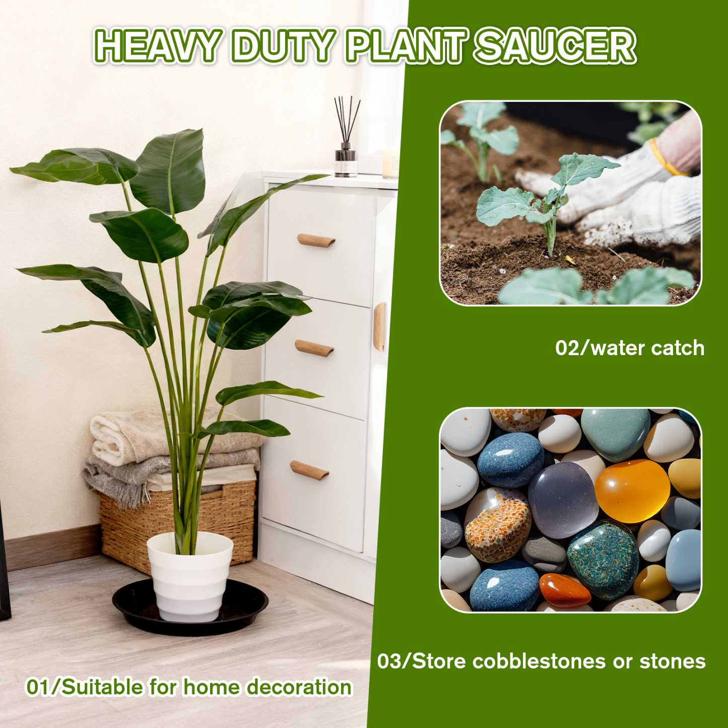 urorentea 12 Pack Plastic Plant Saucers, 12 inch Durable Plant Pot Trays, Plastic Flower Plant Pot Saucers Drip Tray for Indoors Outdoors