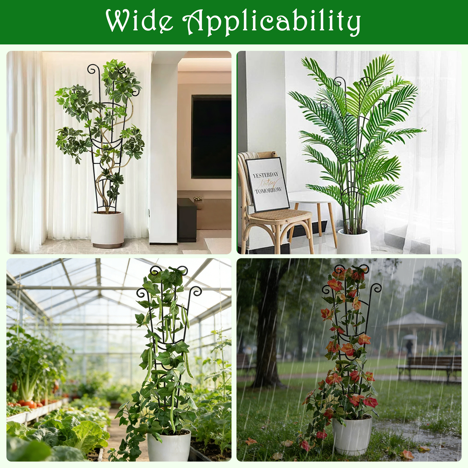 urorentea 2 Pack Metal Plant Trellis for Climbing Plants, 32.6" Stackable & Expandable Garden Trellis for Potted Plants, Sturdy Houseplant Support for Ivy, Vines and Roses