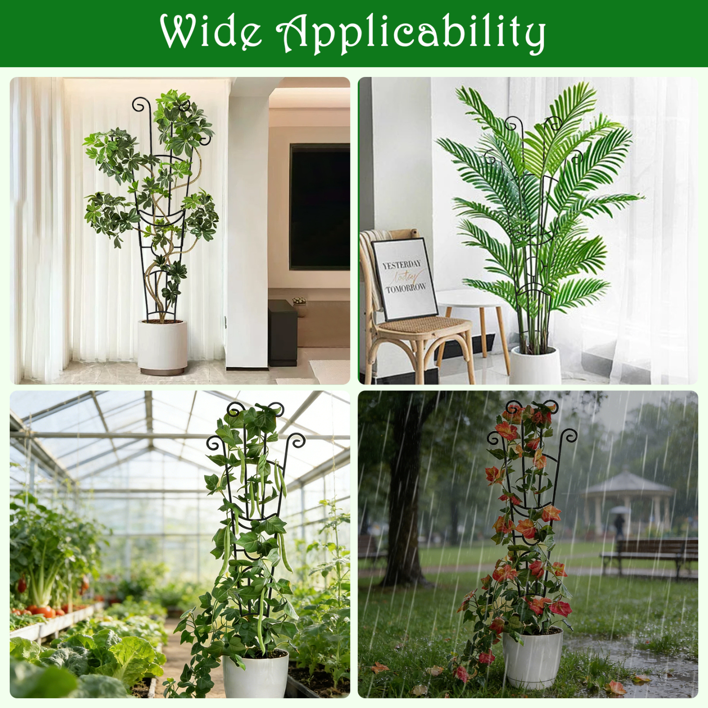 urorentea 2 Pack Metal Plant Trellis for Climbing Plants, 32.6" Stackable & Expandable Garden Trellis for Potted Plants, Sturdy Houseplant Support for Ivy, Vines and Roses