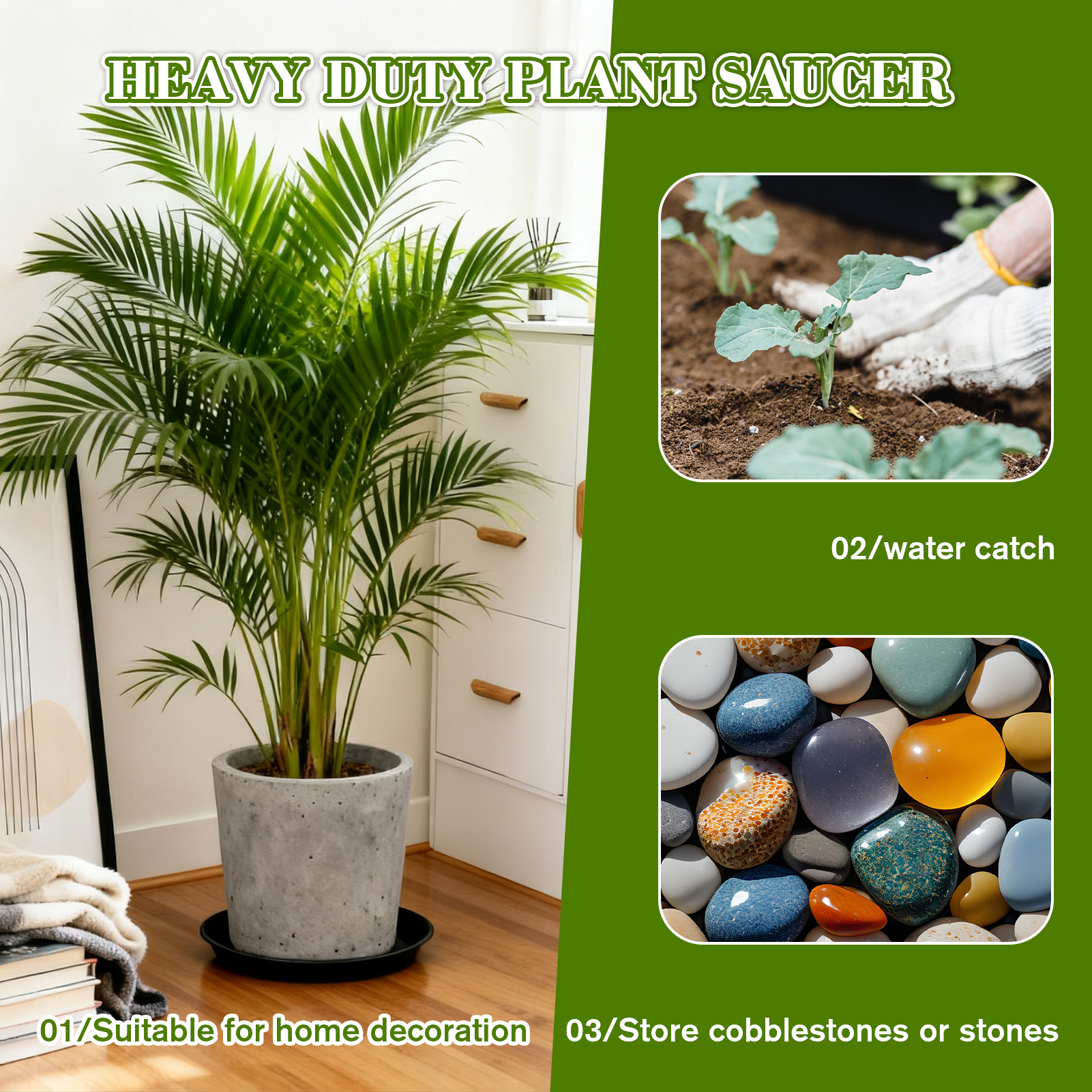 urorentea 6 Pack 18 inch Plastic Plant Saucers, Durable Plant Pot Trays to Catch Water, Large Flower Plant Pot Saucers Drip Tray for Indoors Outdoors