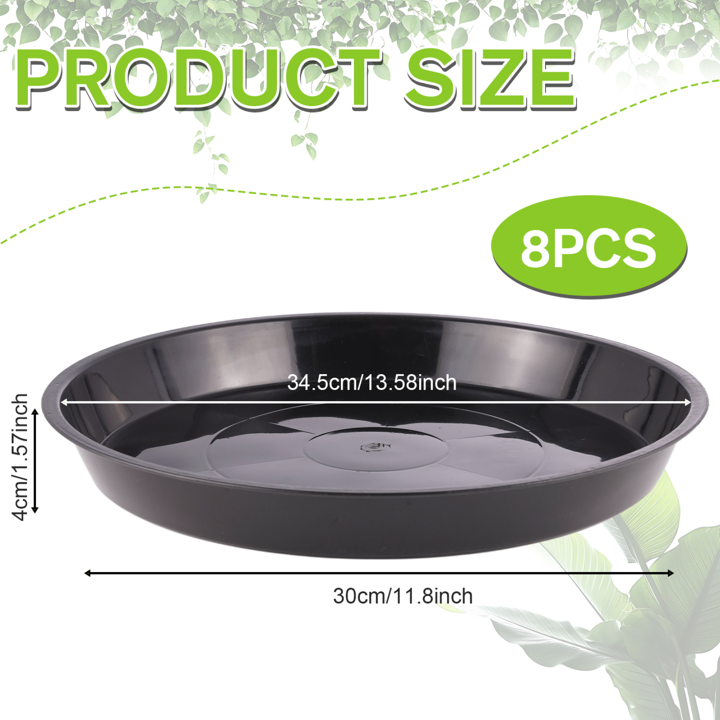 urorentea 8 Pack 14 inch Plastic Plant Saucers, Durable Plant Pot Trays, Large Flower Plant Pot Saucer for Indoor Outdoor Garden