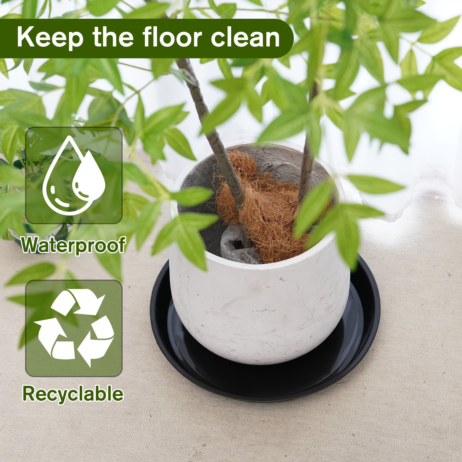 urorentea 8 Pack 14 inch Plastic Plant Saucers, Durable Plant Pot Trays, Large Flower Plant Pot Saucer for Indoor Outdoor Garden