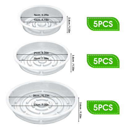 urorentea 15 Pack Clear Plant Saucer, 6 8 10 inch Plant Pot Saucers, Plastic Plant Drip Trays, Flower Pot Saucers for Indoor Outdoor Garden Plants