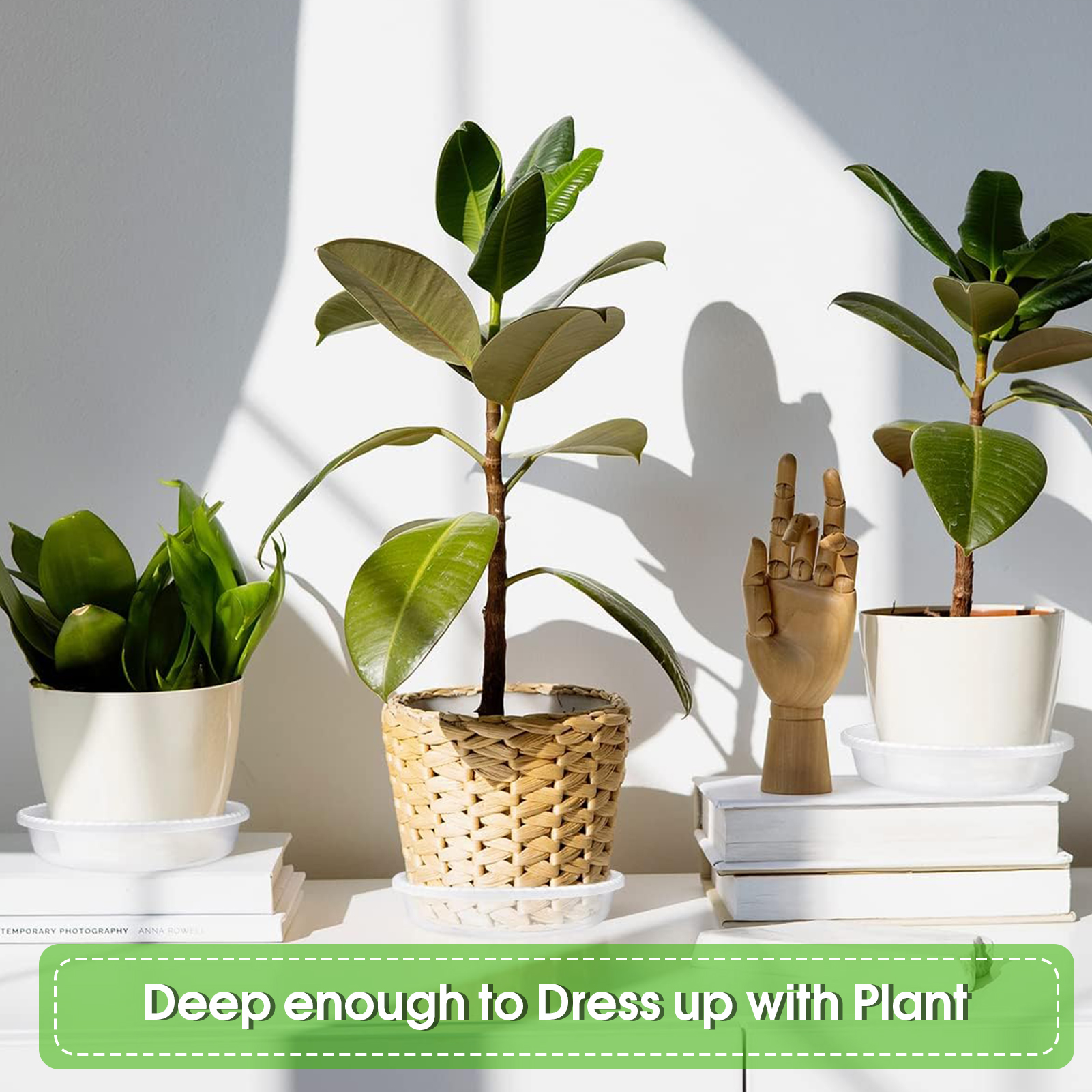 urorentea 15 Pack Clear Plant Saucer, 6 8 10 inch Plant Pot Saucers, Plastic Plant Drip Trays, Flower Pot Saucers for Indoor Outdoor Garden Plants