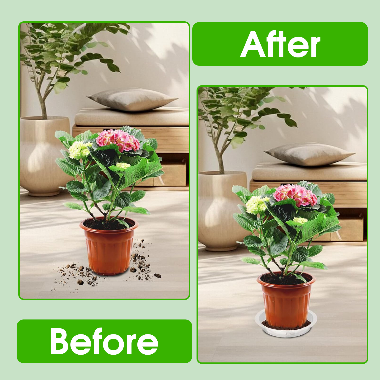 urorentea 15 Pack Clear Plant Saucer, 6 8 10 inch Plant Pot Saucers, Plastic Plant Drip Trays, Flower Pot Saucers for Indoor Outdoor Garden Plants