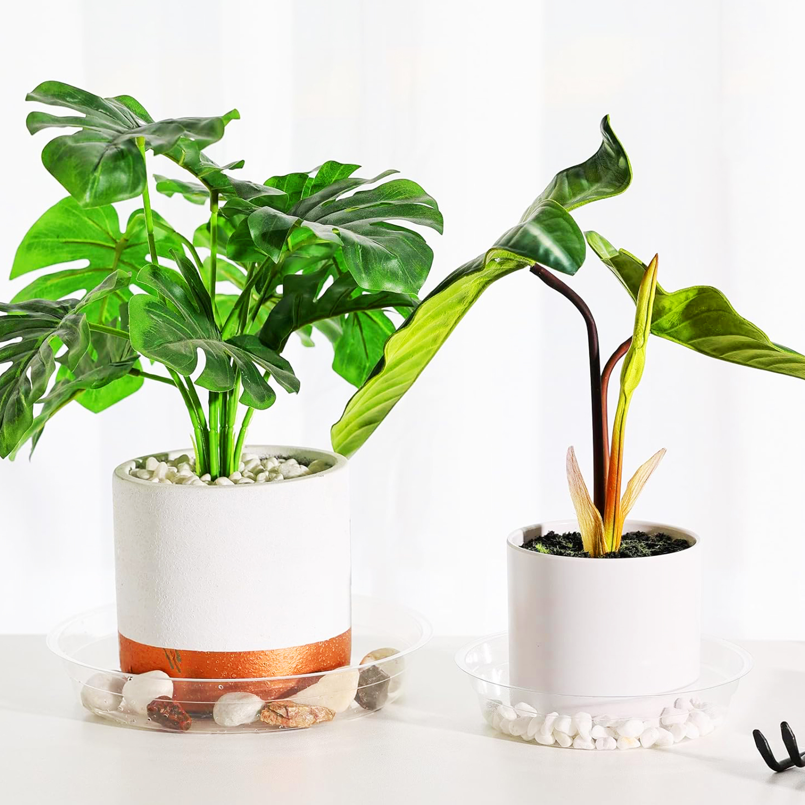 urorentea 15 Pack Clear Plant Saucer, 6 8 10 inch Plant Pot Saucers, Plastic Plant Drip Trays, Flower Pot Saucers for Indoor Outdoor Garden Plants