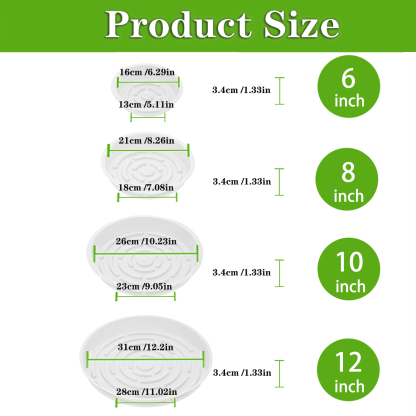 urorentea 24Pcs Clear Plant Saucer, 6 8 10 12inch Round Plant Pot Saucers, Plastic Plant Drip Trays, Flower Pot Saucers for Indoor Outdoor Garden Plants