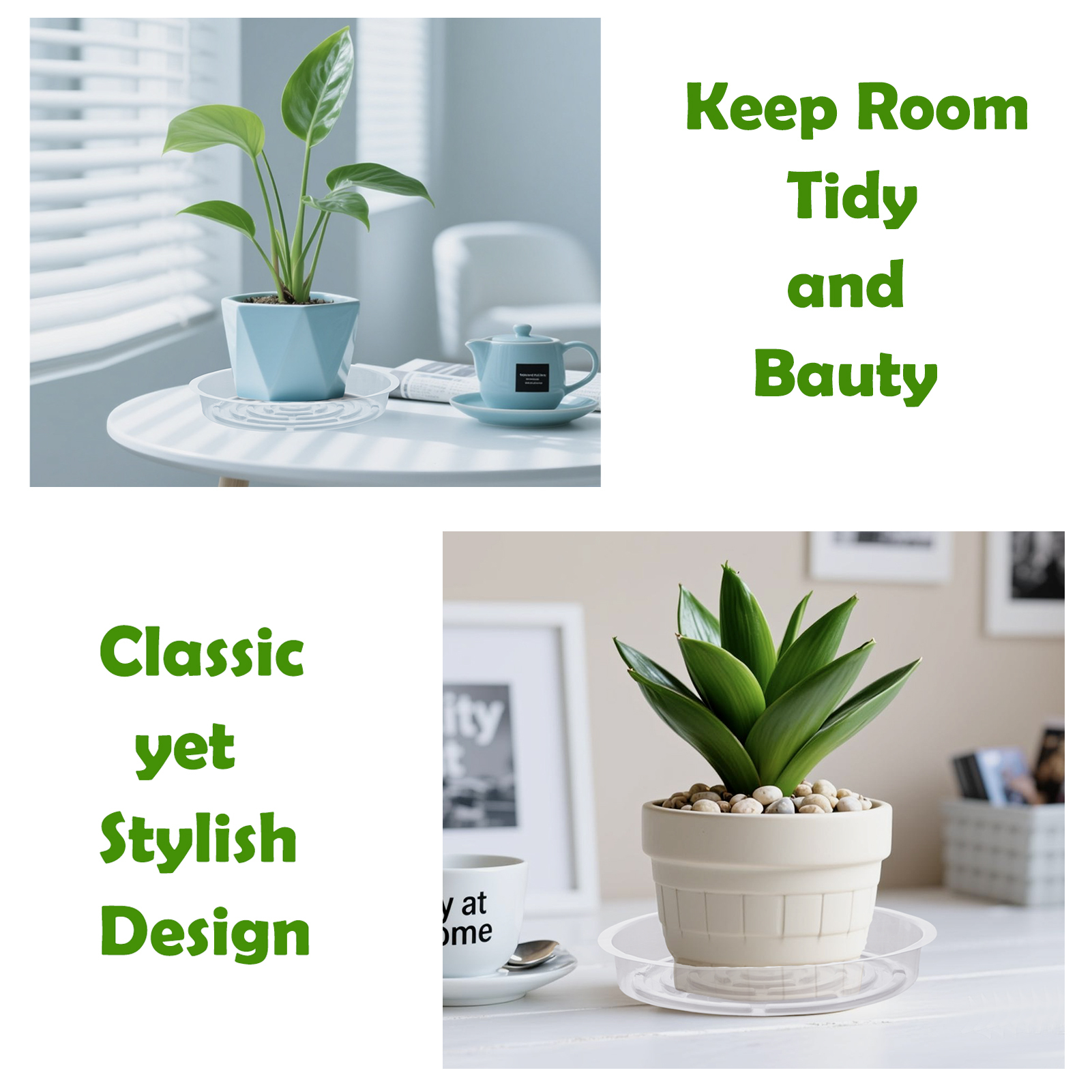 urorentea 24Pcs Clear Plant Saucer, 6 8 10 12inch Round Plant Pot Saucers, Plastic Plant Drip Trays, Flower Pot Saucers for Indoor Outdoor Garden Plants