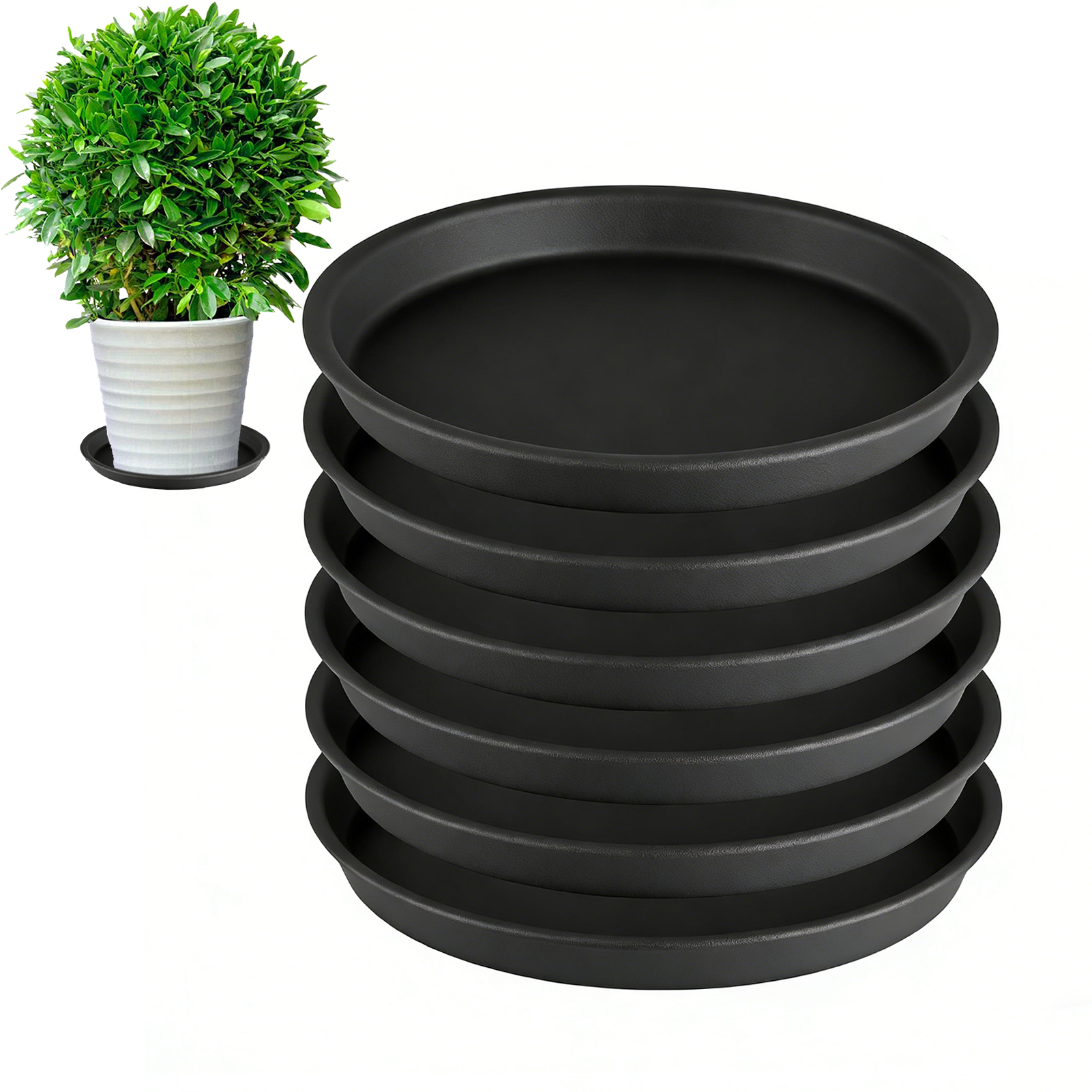 urorentea 6 Pack 16 inch Thickened Plant Saucer, Extra Large Heavy Duty Durable Plant Pot Trays, Plastic Flower Plant Pot Saucer Drip Tray for Indoor Outdoor Garden
