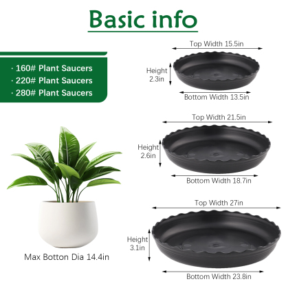 urorentea 12Pcs Plant Saucer, Plastic Plant Drip Trays, 6 8 10 Inch Black Round Plant Pot Saucers, Drip Tray for Indoor Outdoor Garden Plants, Collects Flower Pot Drainage and Excess Water